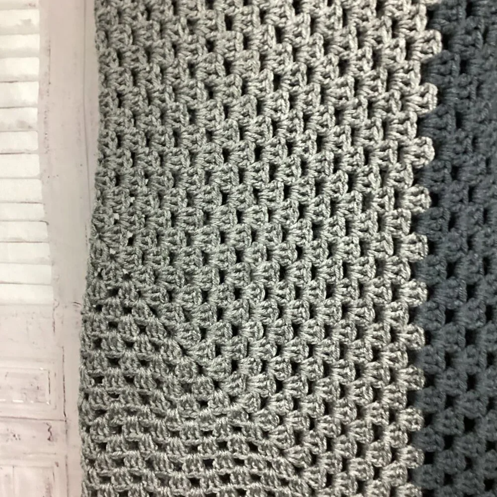 Gray Toned Crochet Afghan Blanket 77x77